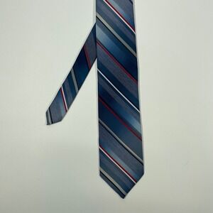 First Avenue Blue Striped Silk Blend Classic Necktie Mens One Size